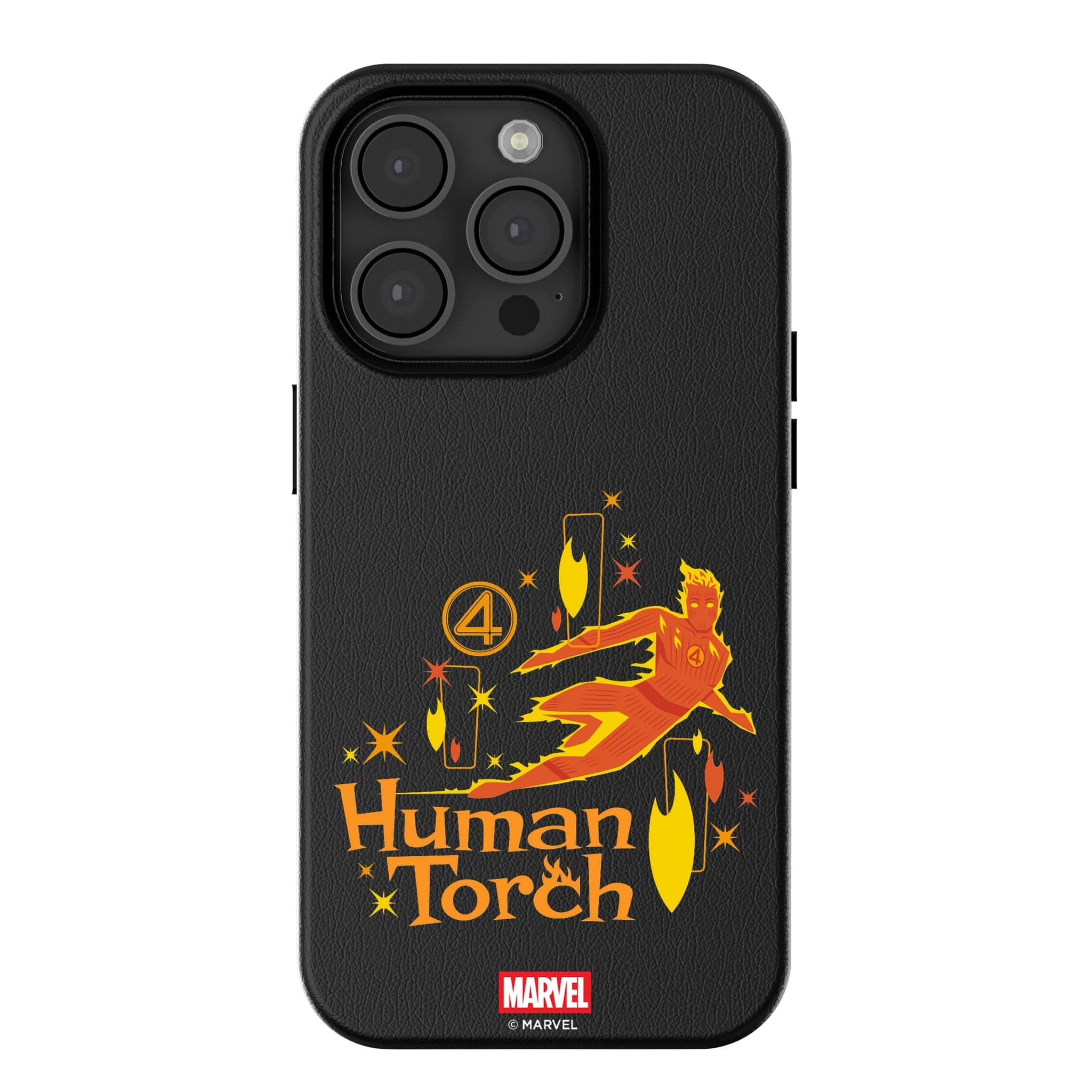 Keyscaper - Marvel Badge MagSafe Compatible Phone Case - Apple iPhone 14 - Human Torch