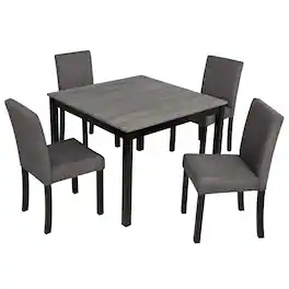 Ecooso - 5-Piece Dining Table Set with 4 Chairs, Wooden Kitchen Dining Set for Small Space - Black,Light Gray