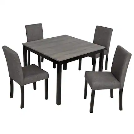 Front. Ecooso - 5-Piece Dining Table Set with 4 Chairs, Wooden Kitchen Dining Set for Small Space - Black,Light Gray.