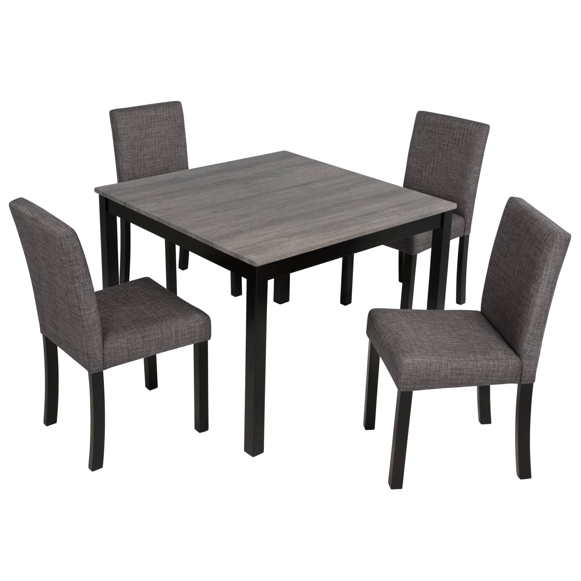Front. Ecooso - 5-Piece Dining Table Set with 4 Chairs, Wooden Kitchen Dining Set for Small Space - Black,Light Gray.