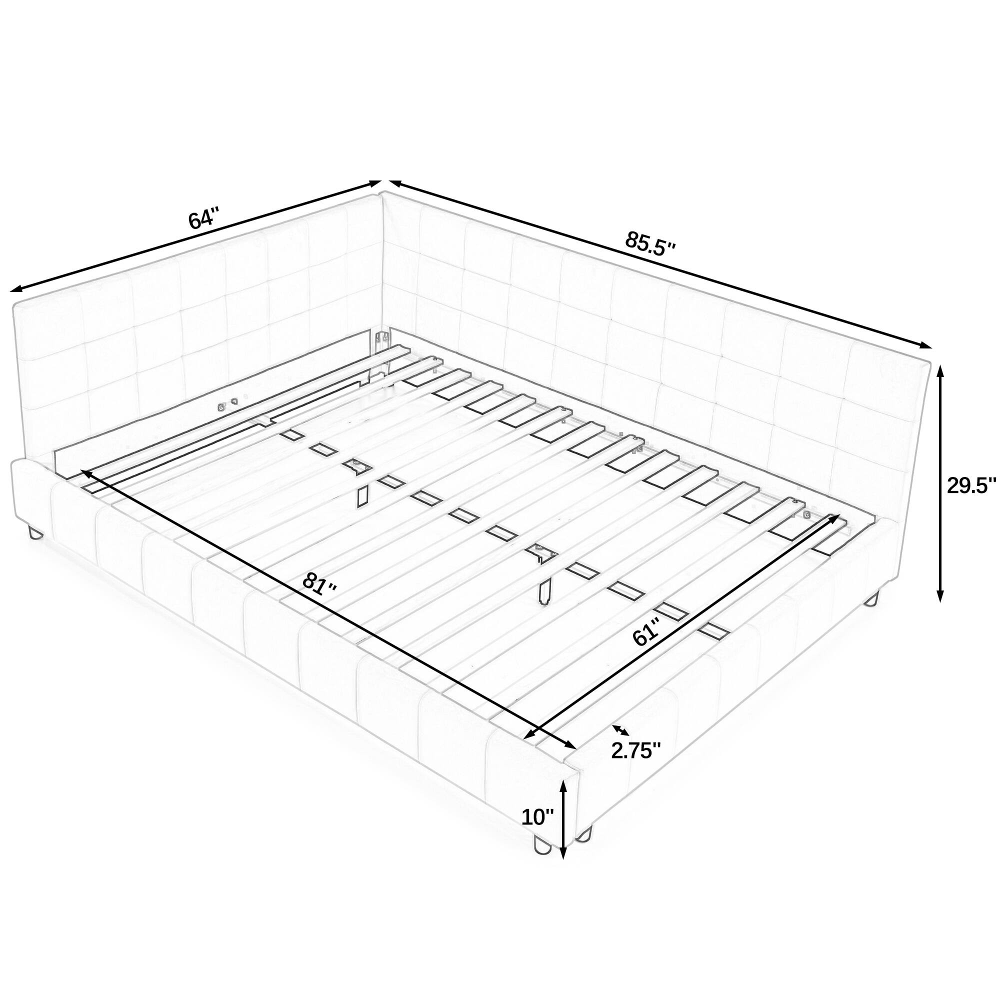 64"  
85.5"  
29.5"  
81"  
61"  
2.75"  
10"
