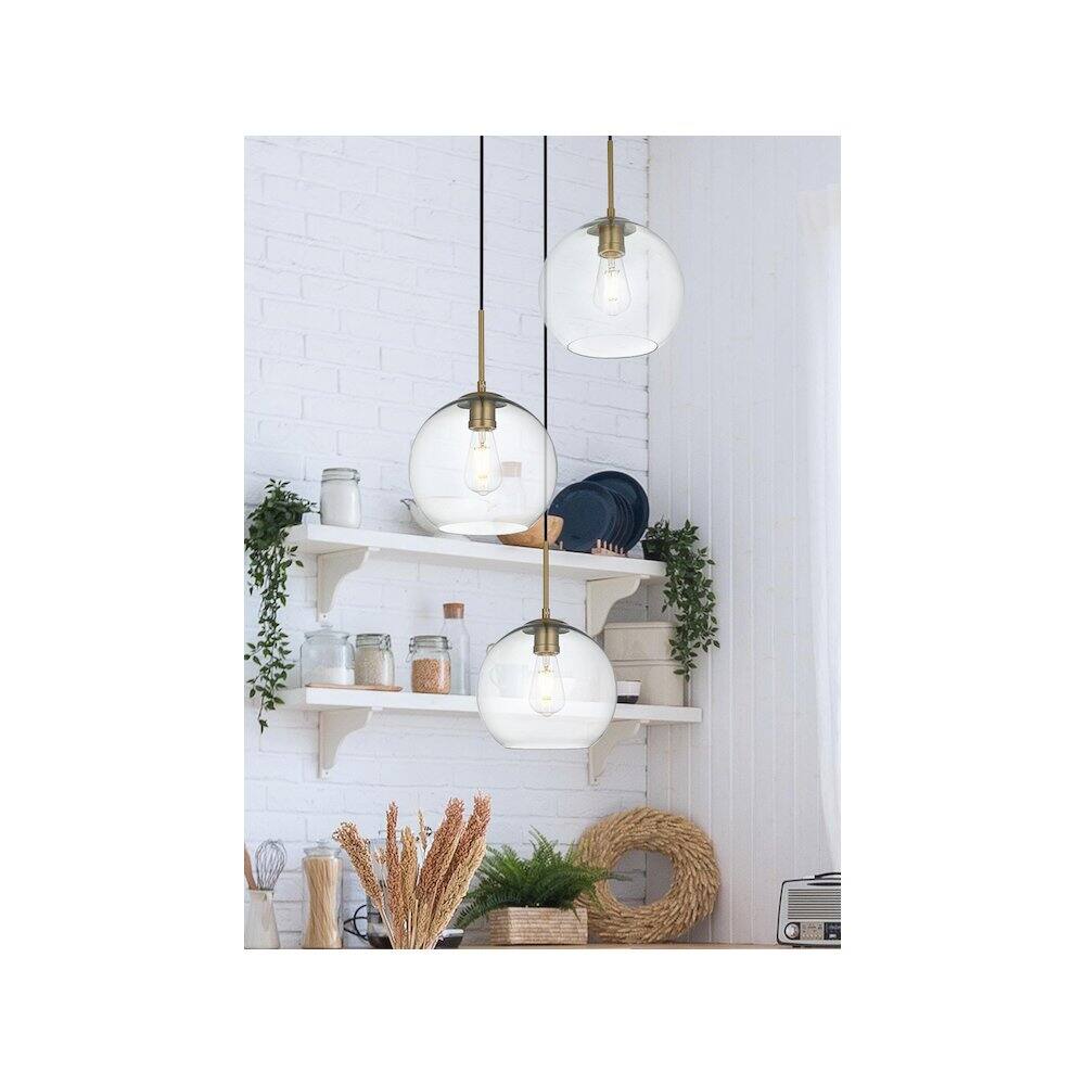Alt View 6. Living District - Baxter 20 Inch Pendant Clear Shade in Satin Gold - Satin Gold And Clear.