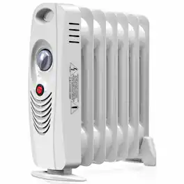 Gymax - 700W Oil Filled Space Heater Radiator w/ Adjustable Thermostat Home Office - Gray