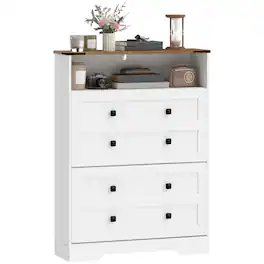 Homcom - Cabinet with 2 Flip Drawers - White