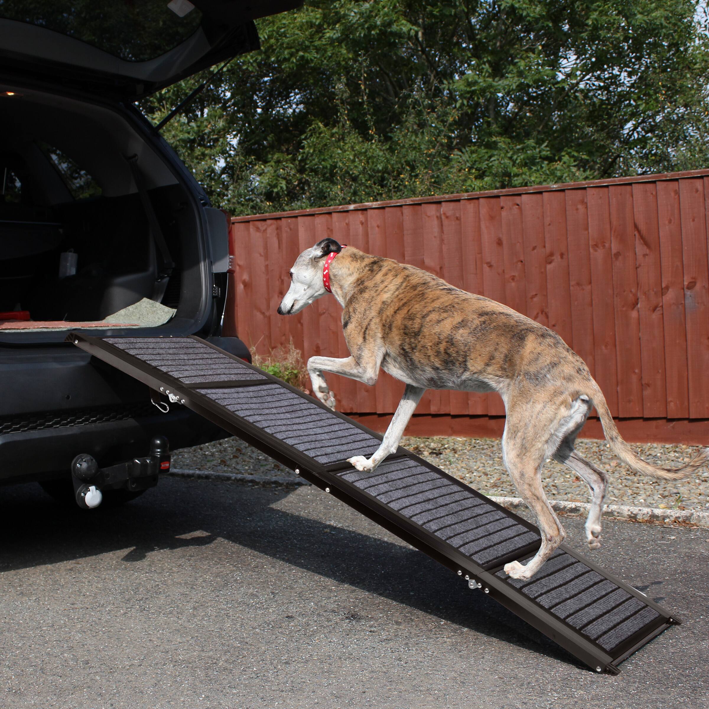 Left. PetMaker - 72-Inch Folding Dog Ramp for Car.