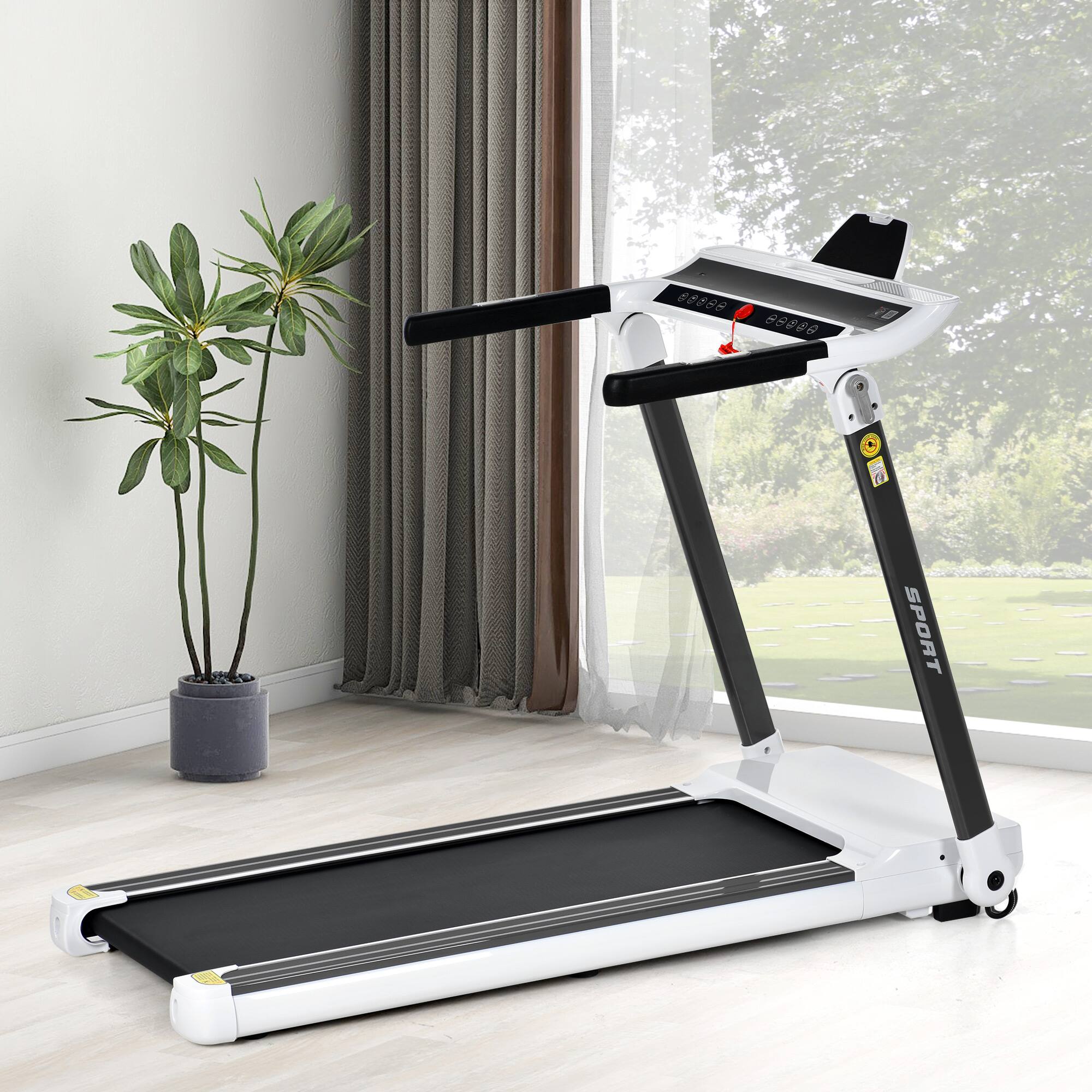 Alt View 1. Tiramisubest - Foldable Electric Treadmill with Bluetooth, 3.5HP Motor, 14KM/H Speed, 330LBS Capacity for Home Gym Fitness - White.