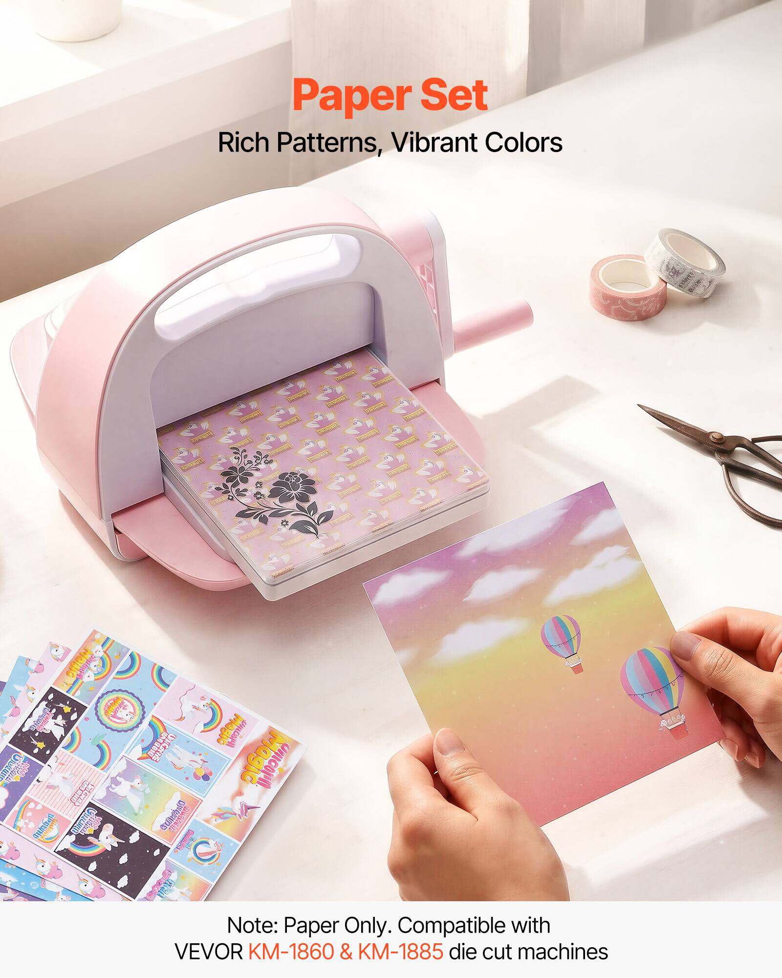 Paper Set  
Rich Patterns, Vibrant Colors  

Note: Paper Only. Compatible with VEVOR KM-1860 & KM-1885 die cut machines