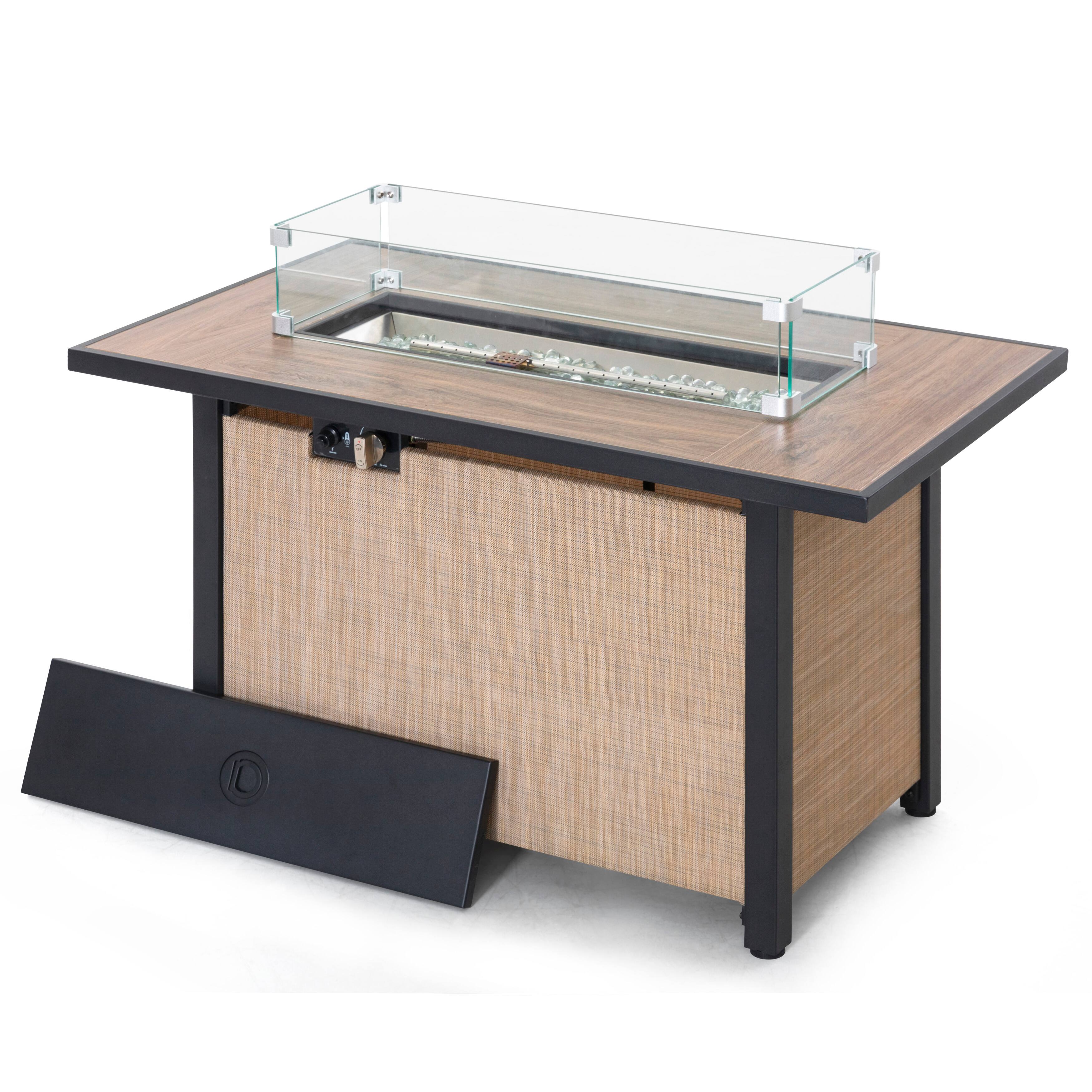 Alt View 9. Nuu Garden - Outdoor 43" Fire Pit Table, 50,000 BTU Propane Fire Pit with Wind Guard - Light Brown.