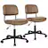Front. Costway - PU Leather Adjustable Swivel Office Chair with Backrest (Set of 2) - Brown.