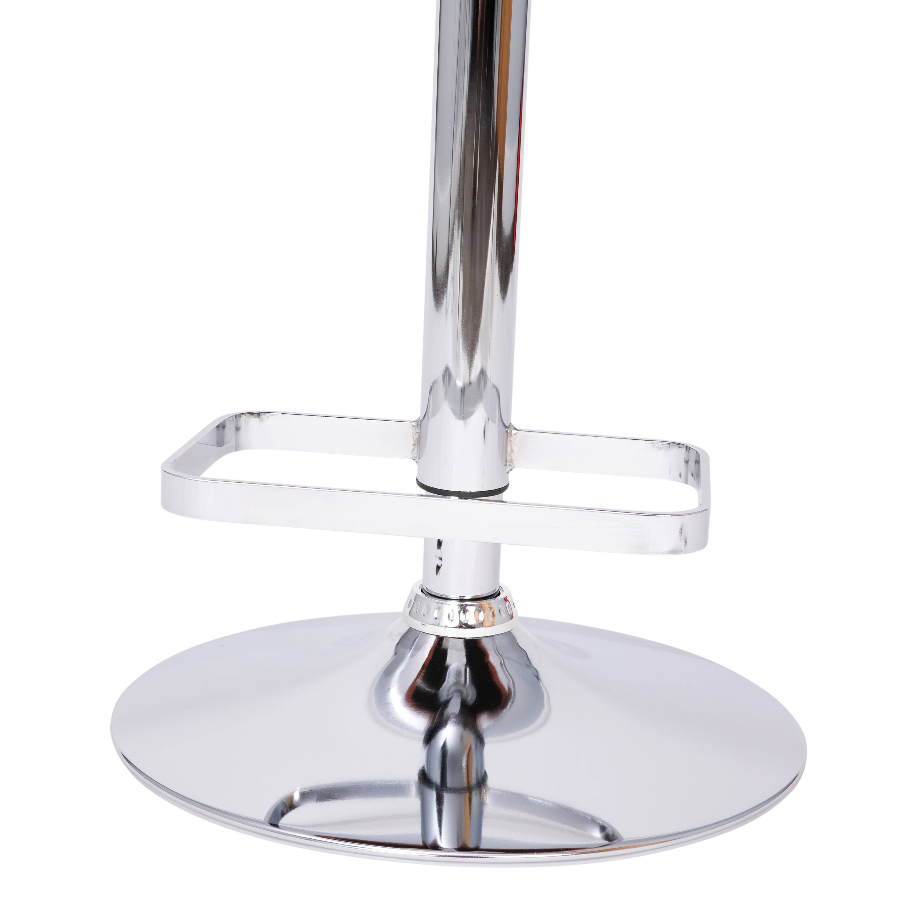 Alt View 10. Emma + Oliver - Shae Contemporary Upholstered Adjustable Height Barstool with Rounded, Cutout Mid-Back and Pedestal Base - Cognac Vinyl/Chrome Frame.