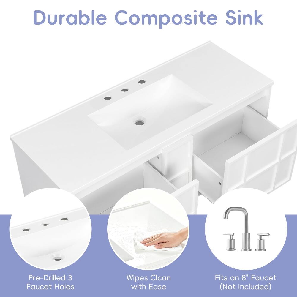Durable Composite Sink

Pre-Drilled 3 Faucet Holes

Wipes Clean with Ease

Fits an 8" Faucet (Not Included)