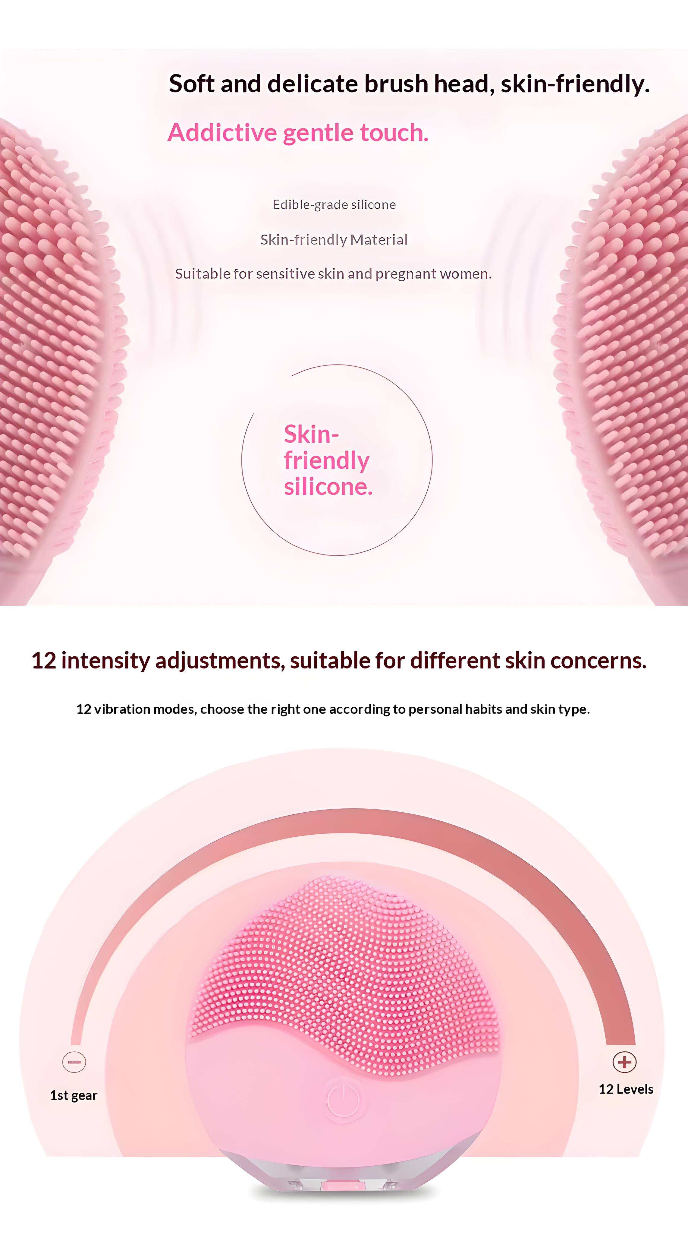 Cluzine Silicone Sonic Facial Cleanser, 12 Level Electric Face