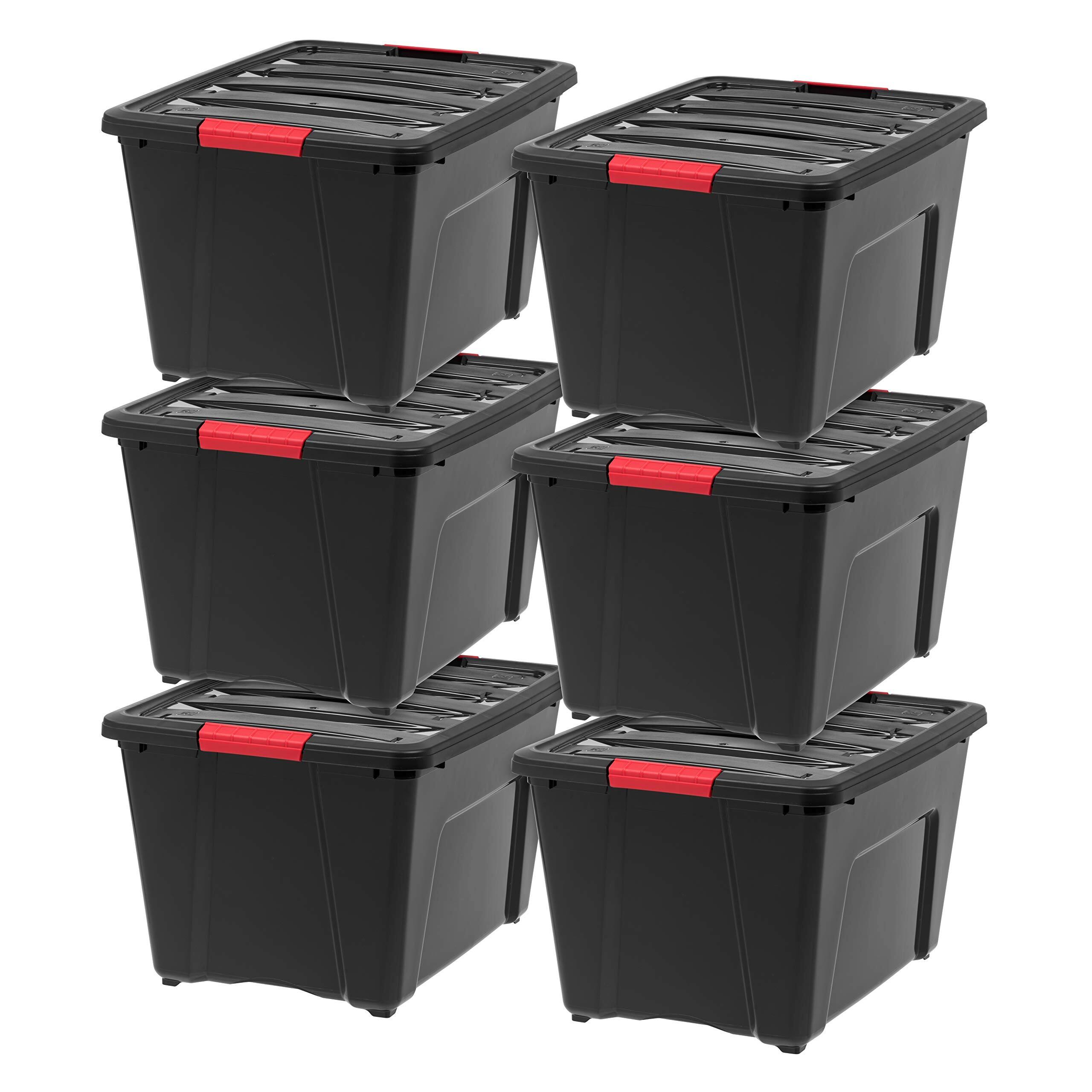 Front. HM 1810 - IRIS USA 13 QT Storage Box Lid Latches BPA Free See Through Organizing Solution Durable Nestable - Black 54 Qt 6 Pack.