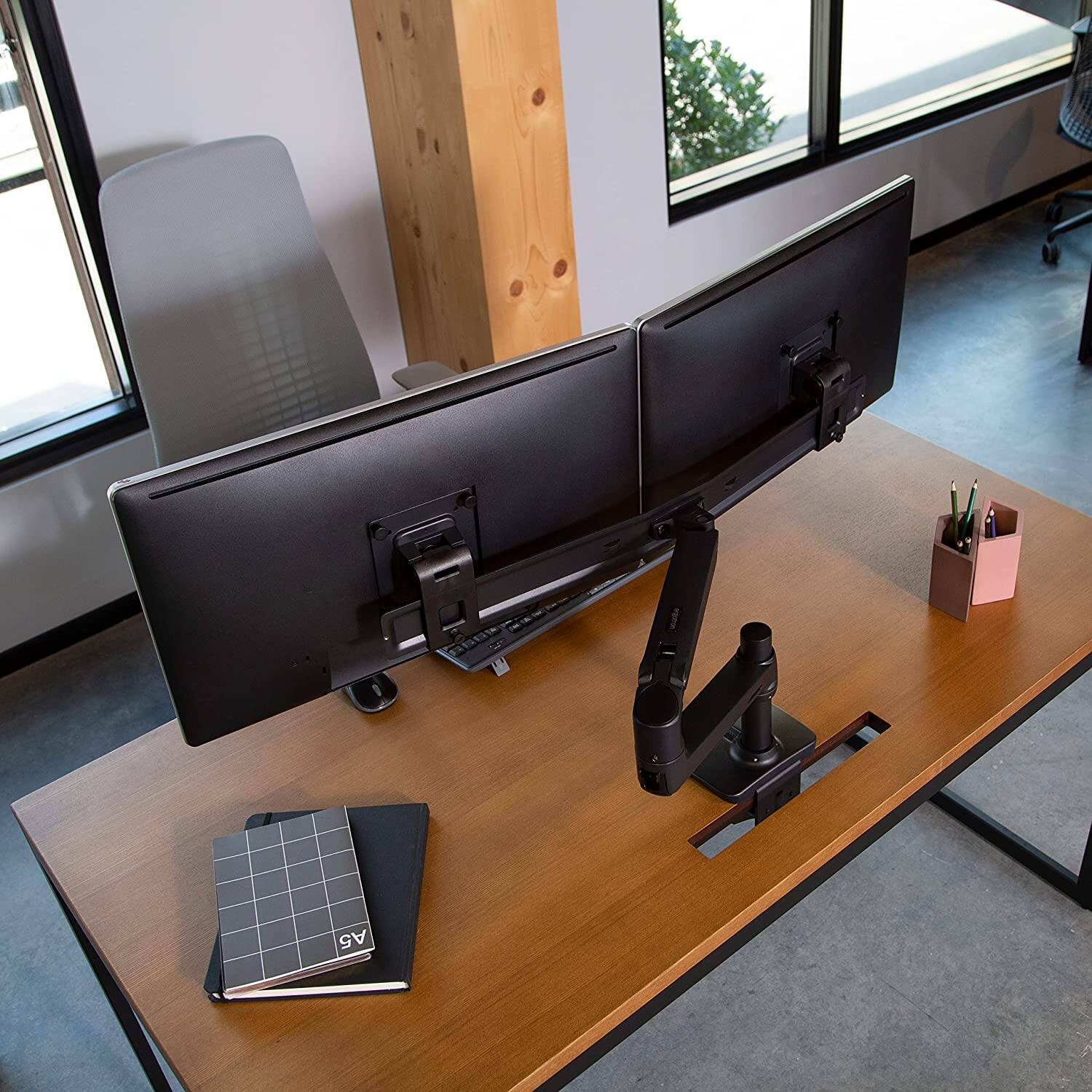 Alt View 3. Ergotron - Mounting Arm for Monitor - Matte Black - 2 Monitor(s) Supported 25" Screen Support - 22.05 lb Load Capacity - Matte Black.
