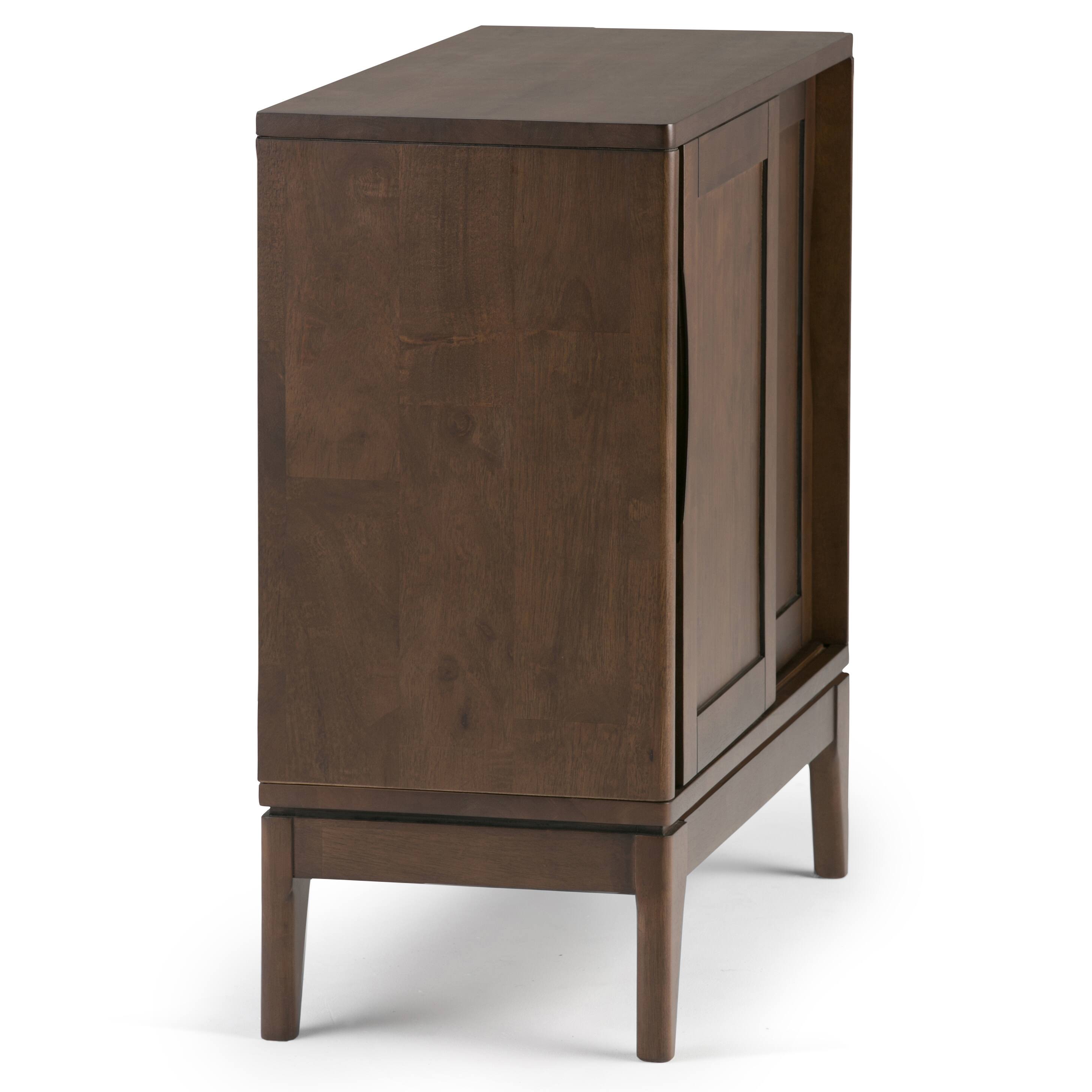 Alt View 1. Simpli Home - Harper Solid Wood 30 inch Storage Cabinet in Walnut Brown (Set of 2) - Walnut Brown.