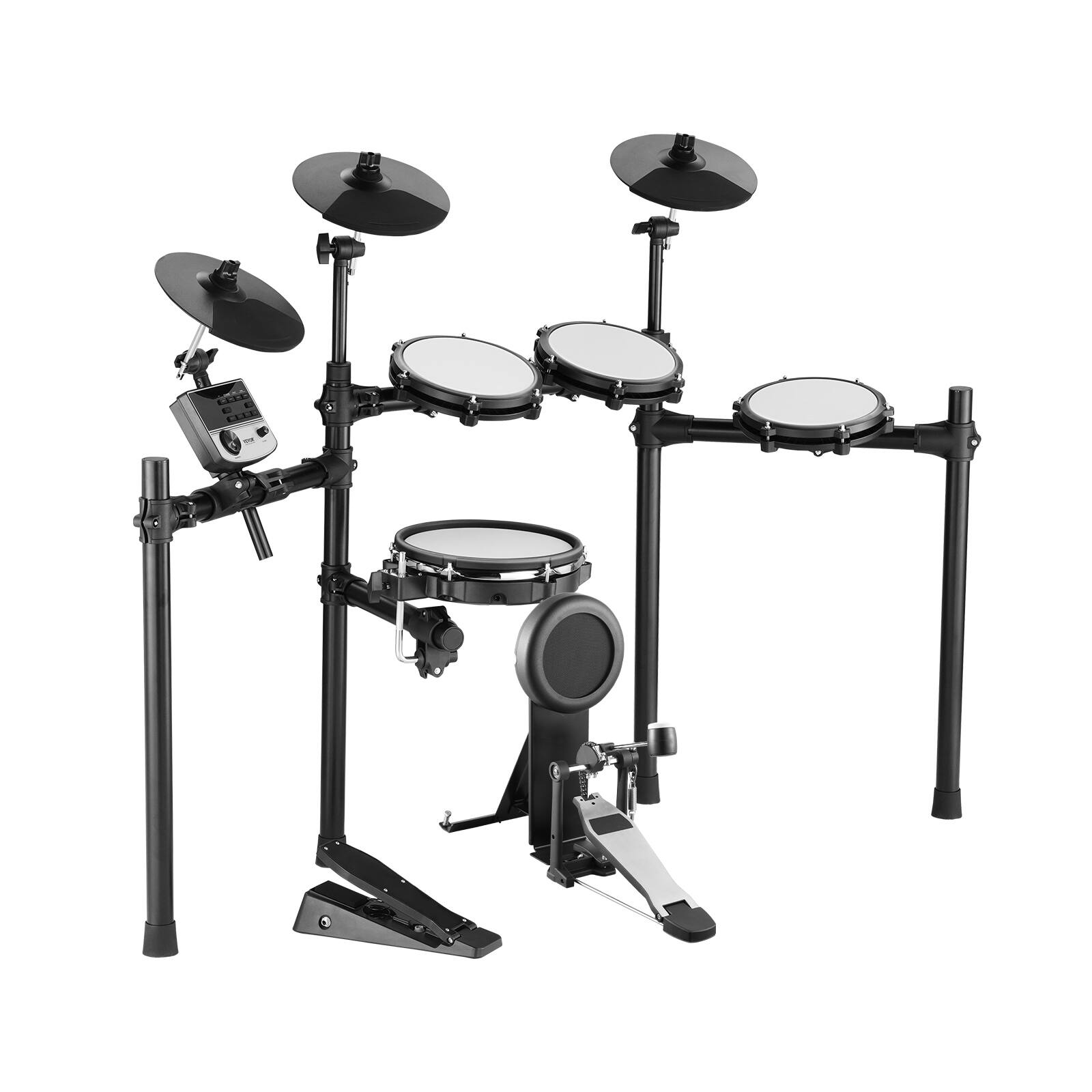 Alt View 5. VEVOR - 32 Drum Kits & 480 Sounds Electronic Drum Kit, USB MIDI Supported 10 in Quiet Mesh Snare Electric Drum Set - Black.