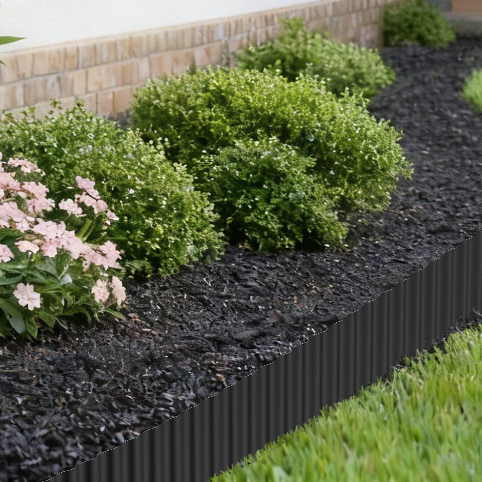 Angle. Oumilen - Black Galvanized Metal Garden Edging, 6in × 20ft.
