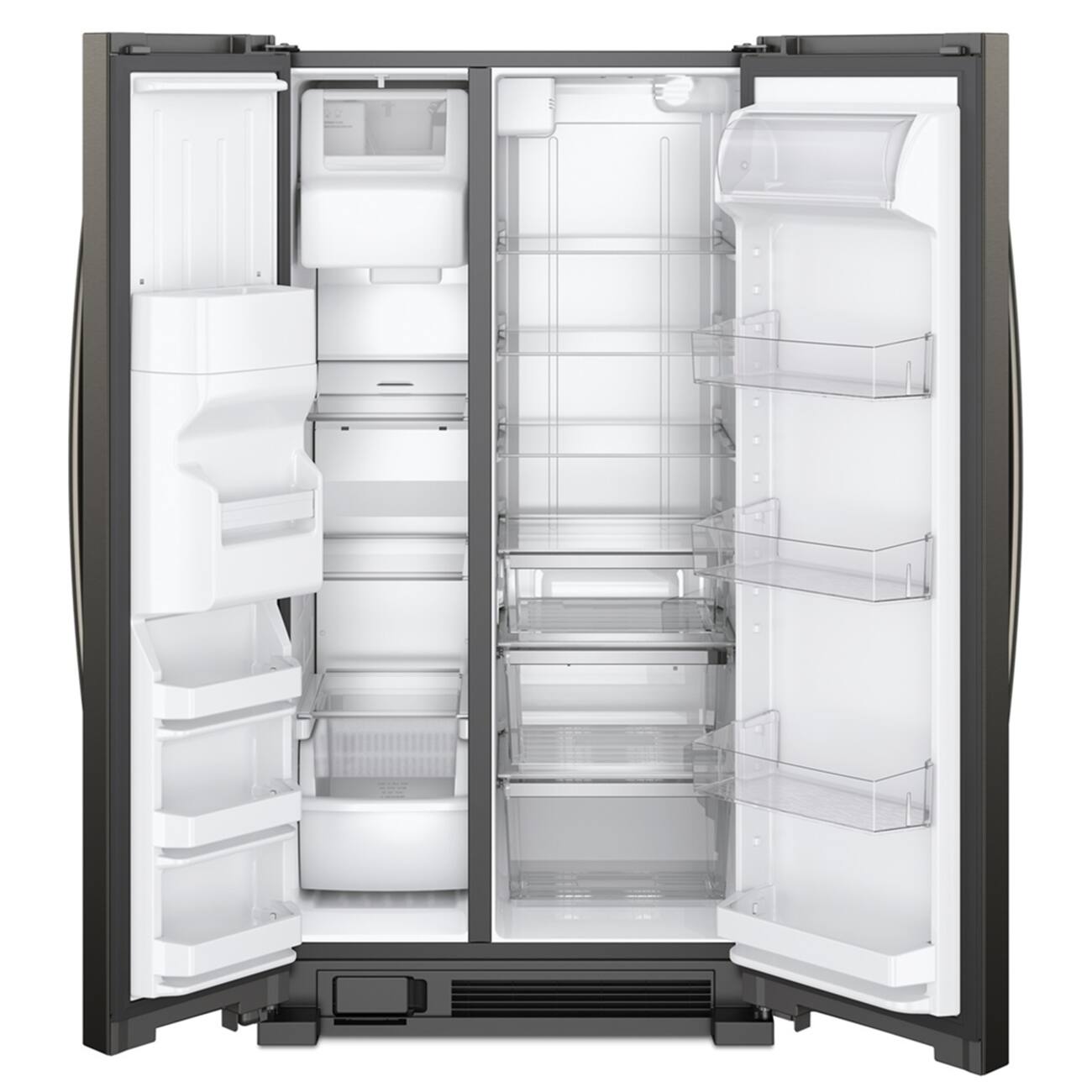 Angle. Whirlpool - 33 in. Wide 21 cu. ft. Side-by-Side Refrigerator with LED Interior Lighting - Black Stainless.