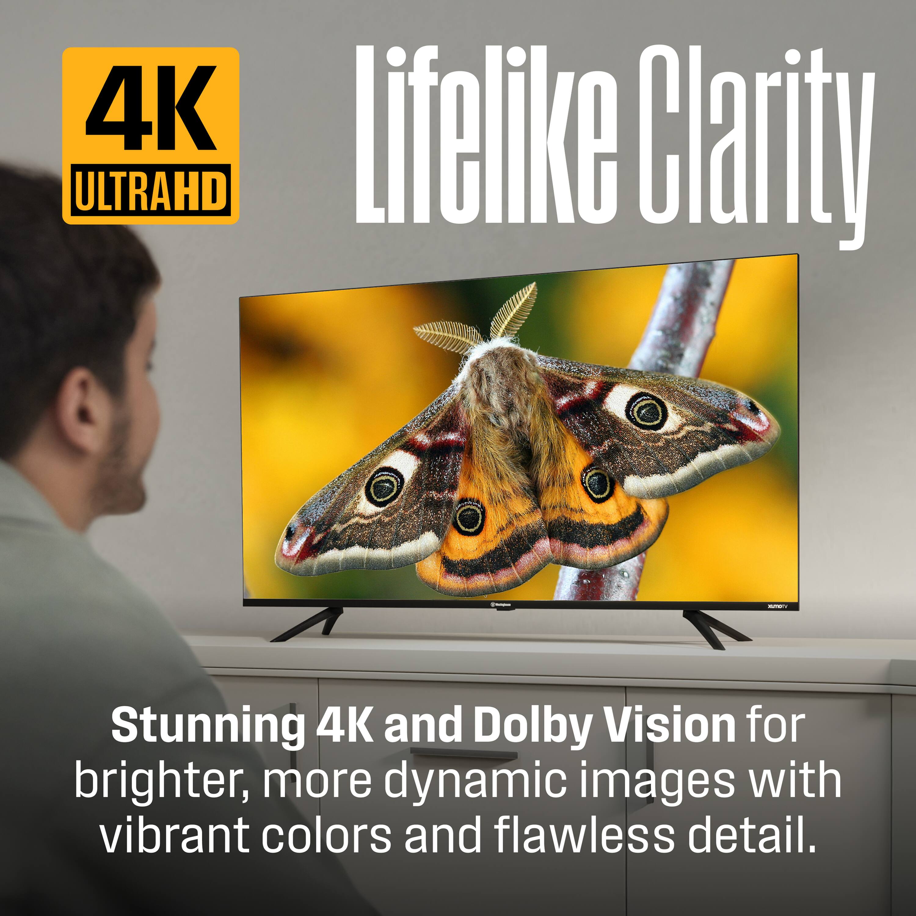 4K ULTRAHD  
Lifelike Clarity  

Stunning 4K and Dolby Vision for brighter, more dynamic images with vibrant colors and flawless detail.