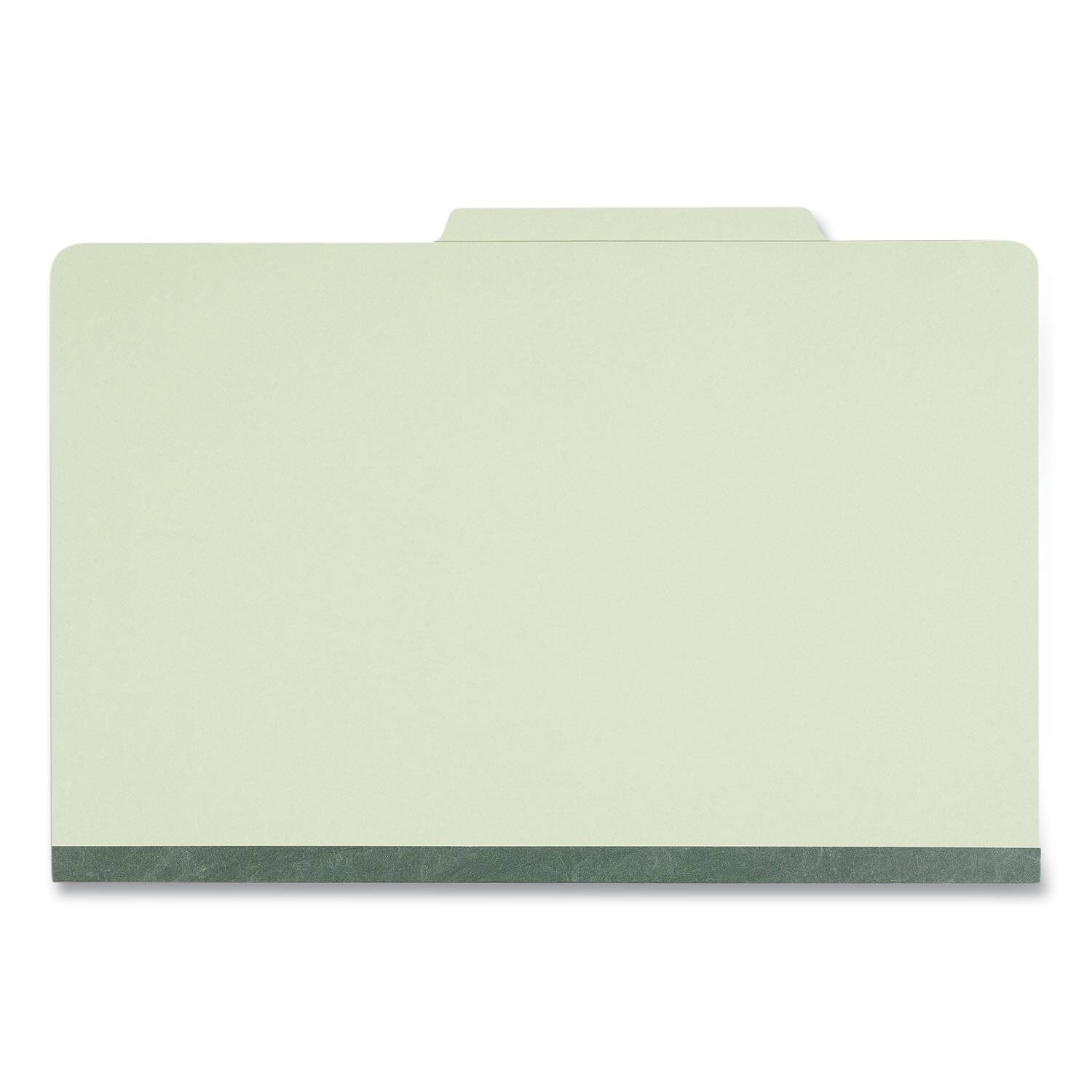 Left. Universal - Four-Section Pressboard Classification Folders, 2" Expansion, 1 Divider, 4 Fasteners, Legal Size, Green Exterior, 10/Box.