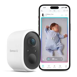 Sense-U - AI Battery Baby Camera Monitor with Sensor-Free Sleep Breathing Movement Detection for In & Outdoor - White