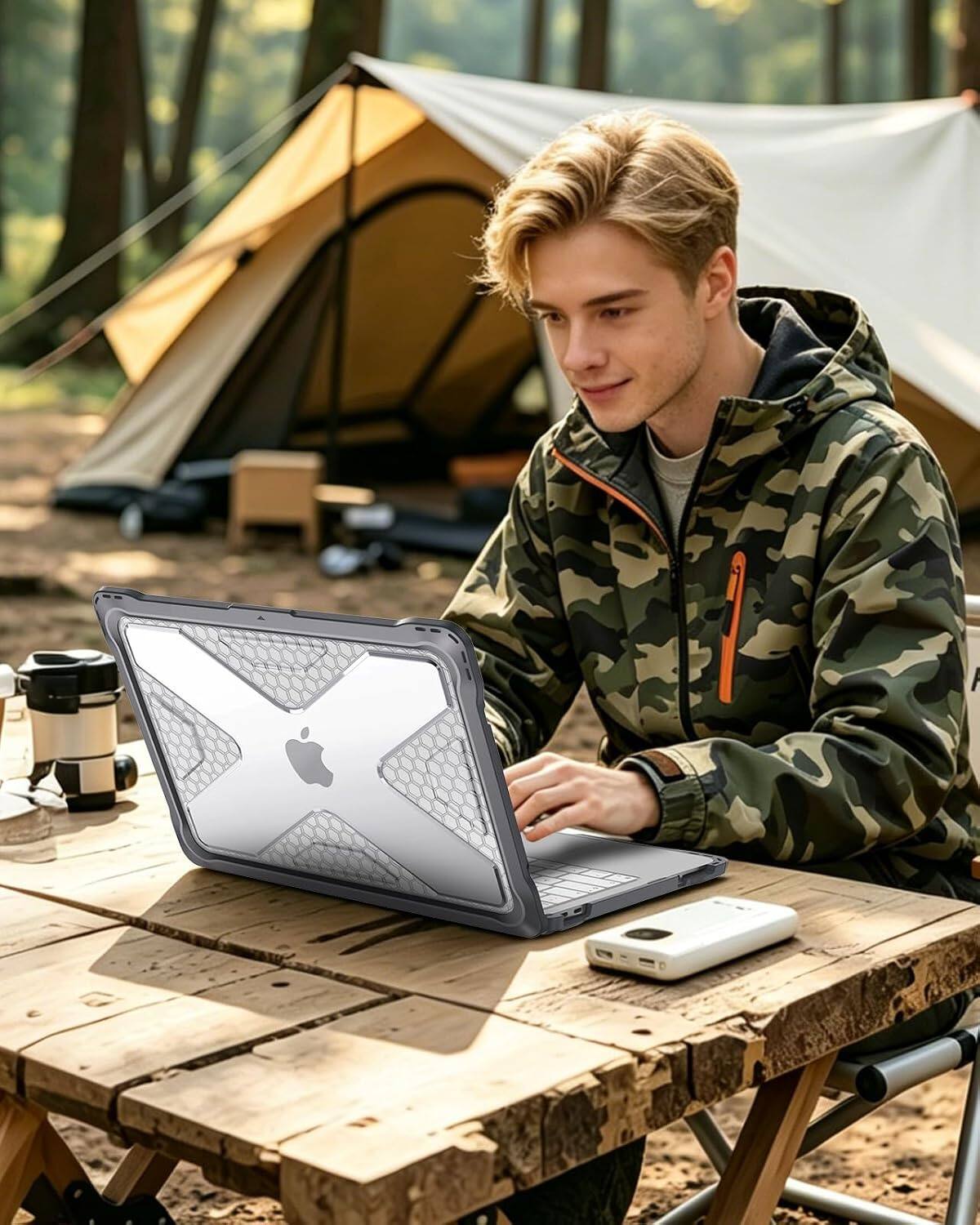 Alt View 2. Fintie - Rugged Case for MacBook Neo 13 Inch (Model A3404, 2026 Release) Heavy Duty, TPU Bumper, Hard Shell, Snap-On Cover - Gray.
