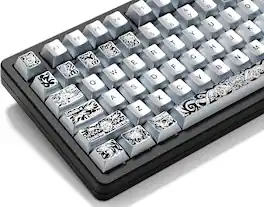 Womier - PBT Keycaps with Metal Paint, Custom Retro Keycaps Set for All ANSI Cherry MX Switches Mechanical Keyboards - Silver