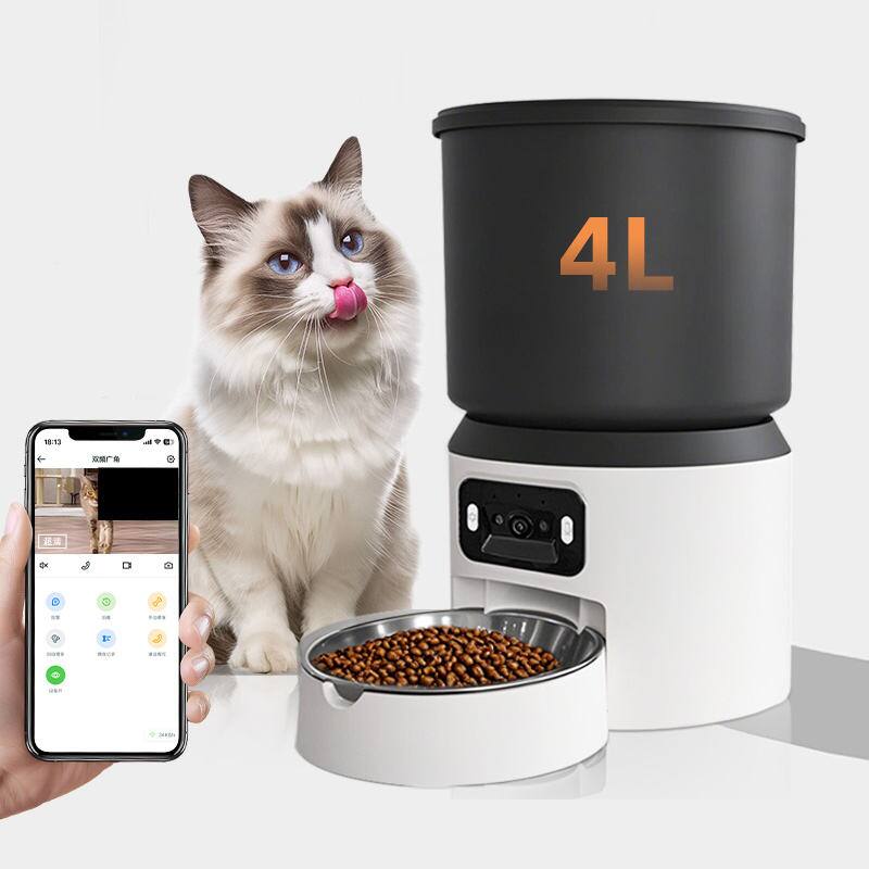 Alt View 1. Cluzine - 4L Automatic Pet Feeder, Rechargeable Waterproof, Timer APP Control, Stainless Steel Bowl for Dogs & Cats - Black.