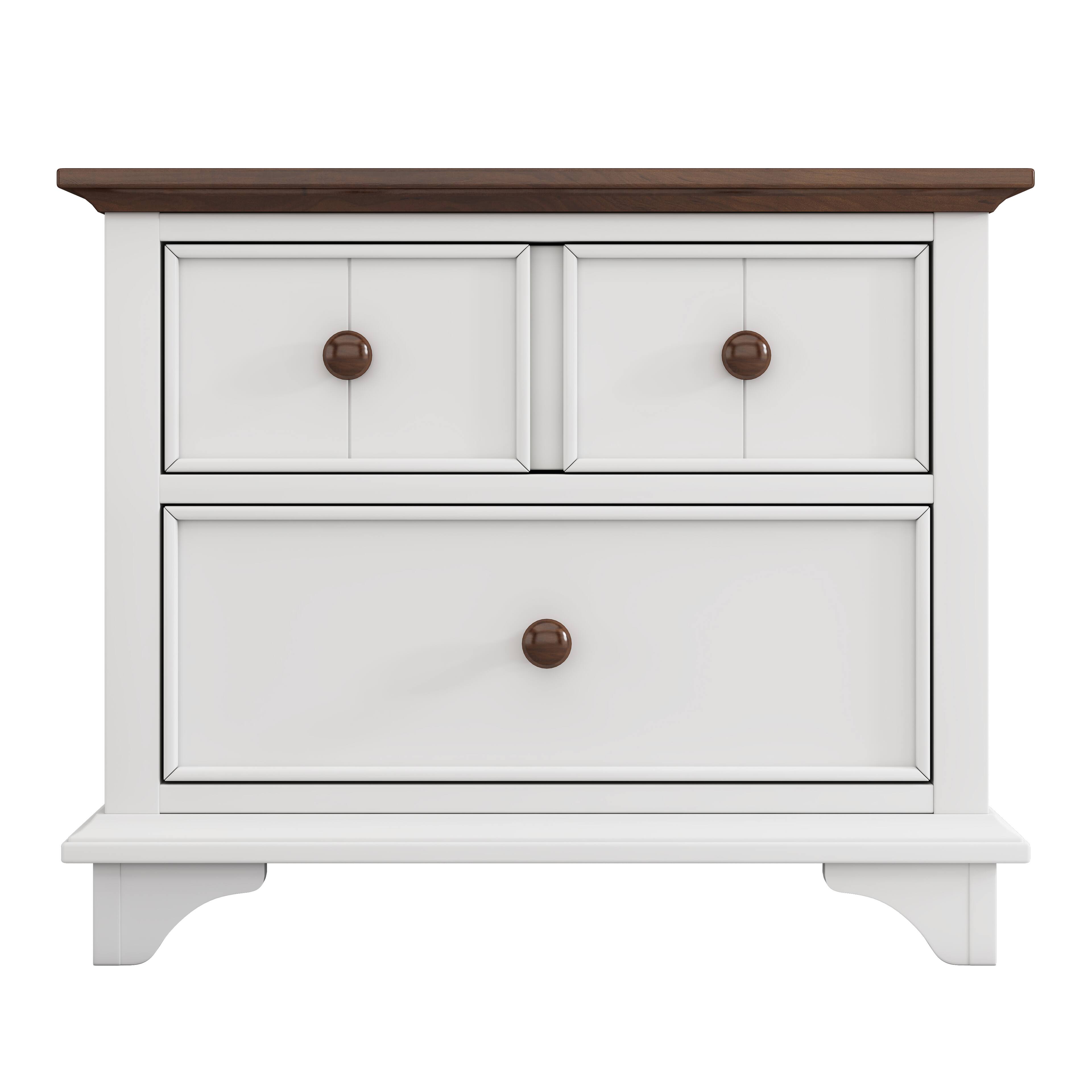 Alt View 2. Spaco - Spaco Kids Nightstand with 2 Drawers, Solid Wood, for Kids Room and Bedroom - White+Walnut.