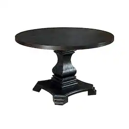 Manhattan Lane - Traditional Style Wooden Round Top Dining Table with Pedestal Base - Antique Black
