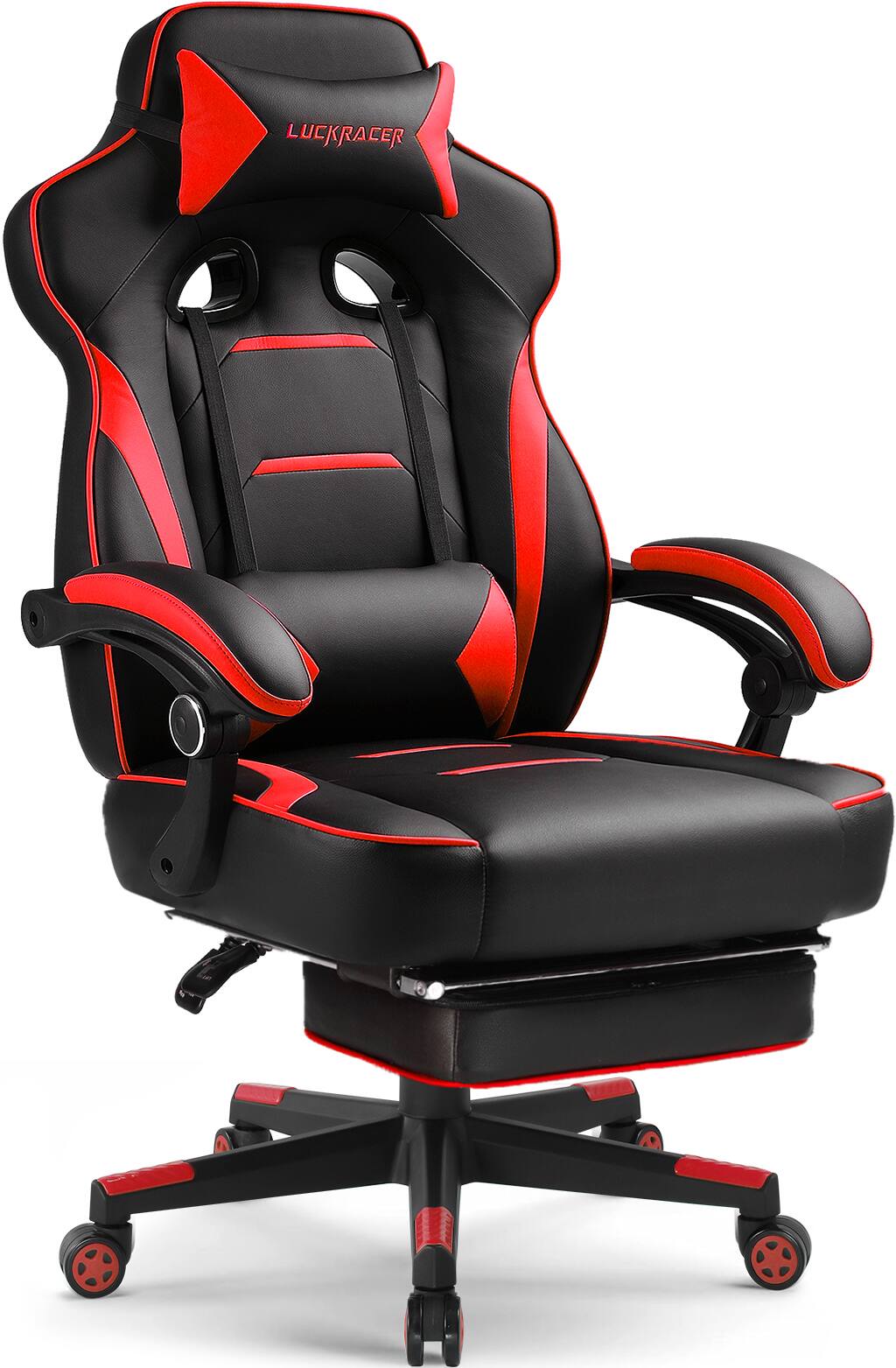 GTPlayer - Gaming Chair with Footrest Big and Tall Racing Style Computer Chair - Red