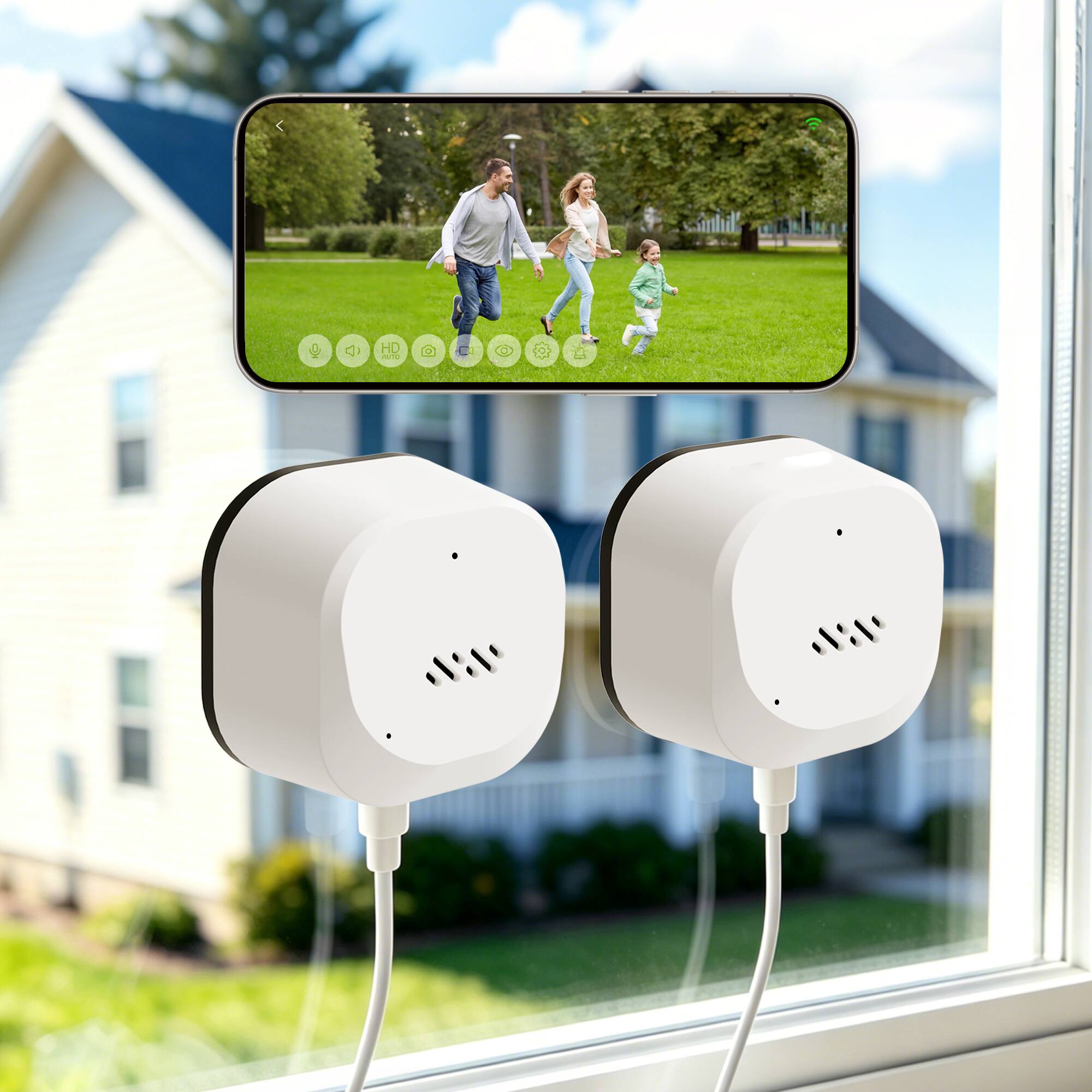 Alt View 5. Parrot Uncle - 2K Window Camera Support 256GB WiFi Indoor Cameras for Home Security with Color Night Vision-Double Peices - White.