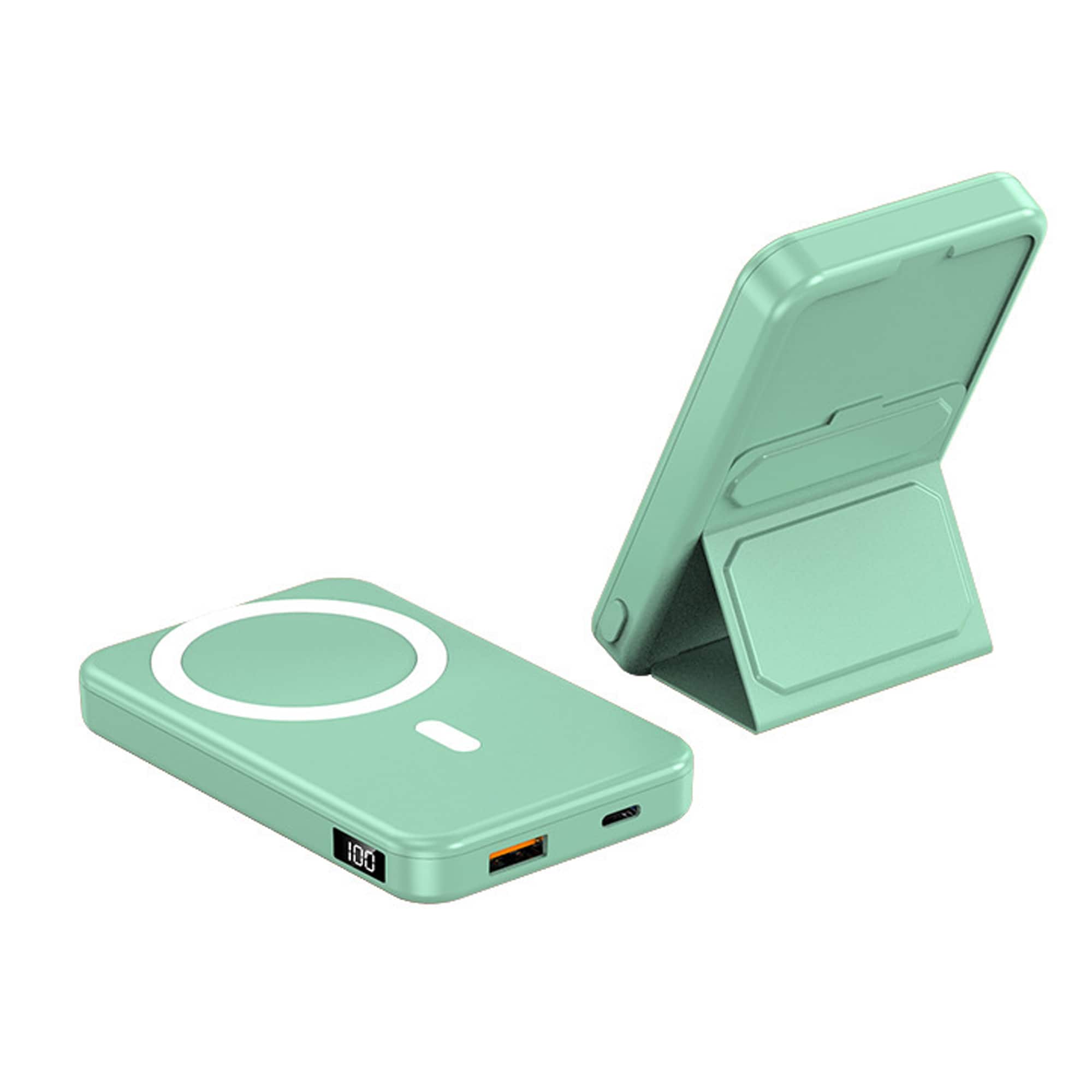 YONWAY - 10000mAh Magnetic Fast Charging PowerBank, Foldable Wireless Charger with Stand and LED Display Battery Pack for iPhone