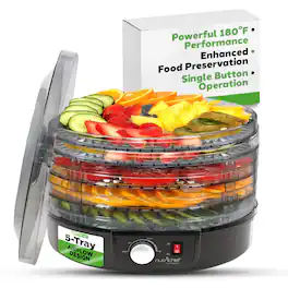 NutriChef - Electric Countertop Food Dehydrator, 5 Stackable Trays for Fish, Meats, Fruits, and Vegetables (PKFD14BK.0) - Black