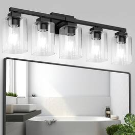 Nordic Hygge - 31" 5-Light Modern Black Bathroom Vanity Light Fixture in Matte Black