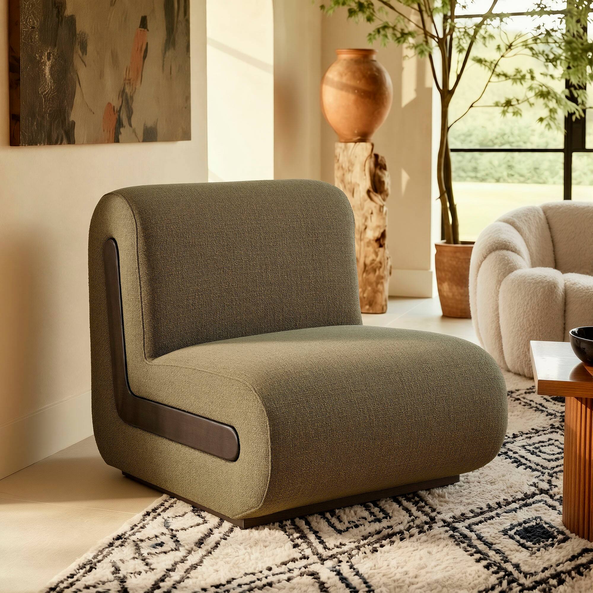 Front. Modway - Denby Linen Blend Accent Chair by Modway - Olive.