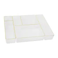 Martha Stewart - Kerry Plastic Stacking Drawer Organizer Set of 6 - Clear/Gold Trim - Front_Zoom