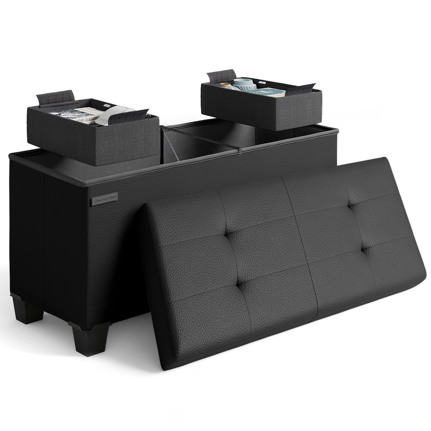 05 - Black Leather 15"D x 30"W x 15"H