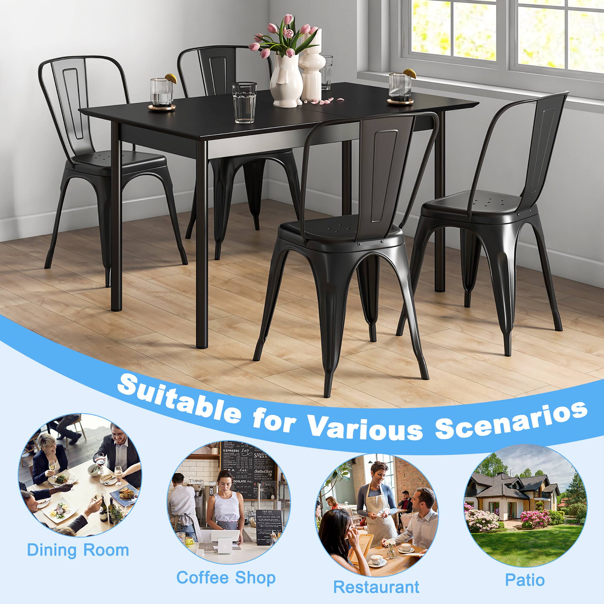 Suitable for Various Scenarios: Dining Room, Coffee Shop, Restaurant, Patio
