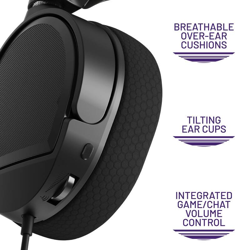 - Breathable Over-Ear Cushions
- Tilting Ear Cups
- Integrated Game/Chat Volume Control