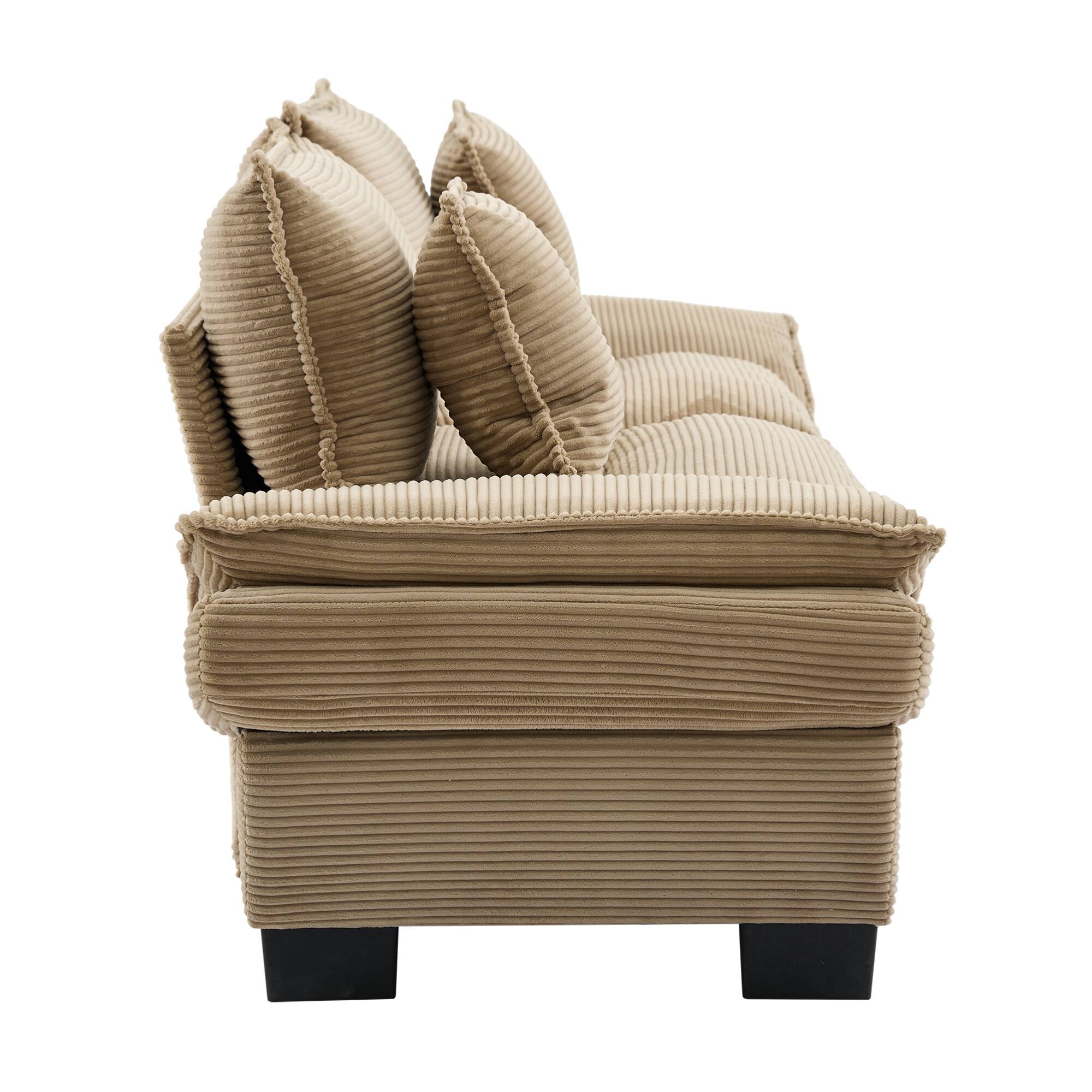 Alt View 1. GOODSILO - Plush Corduroy Convertible Sofa Bed | Deep-Seating Sleeper with Accent Pillows for Home & Office - Khaki.