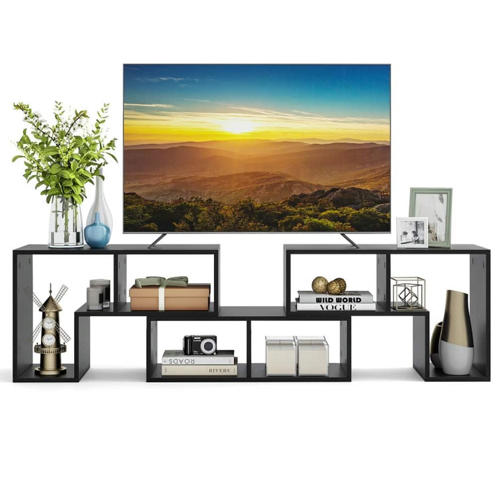 Pefilos - 3 Pieces Adjustable TV Stand for TVs up to 65 Inch with Shelves-Mixed Tv Stands for Living Room TV Cabinet - Black