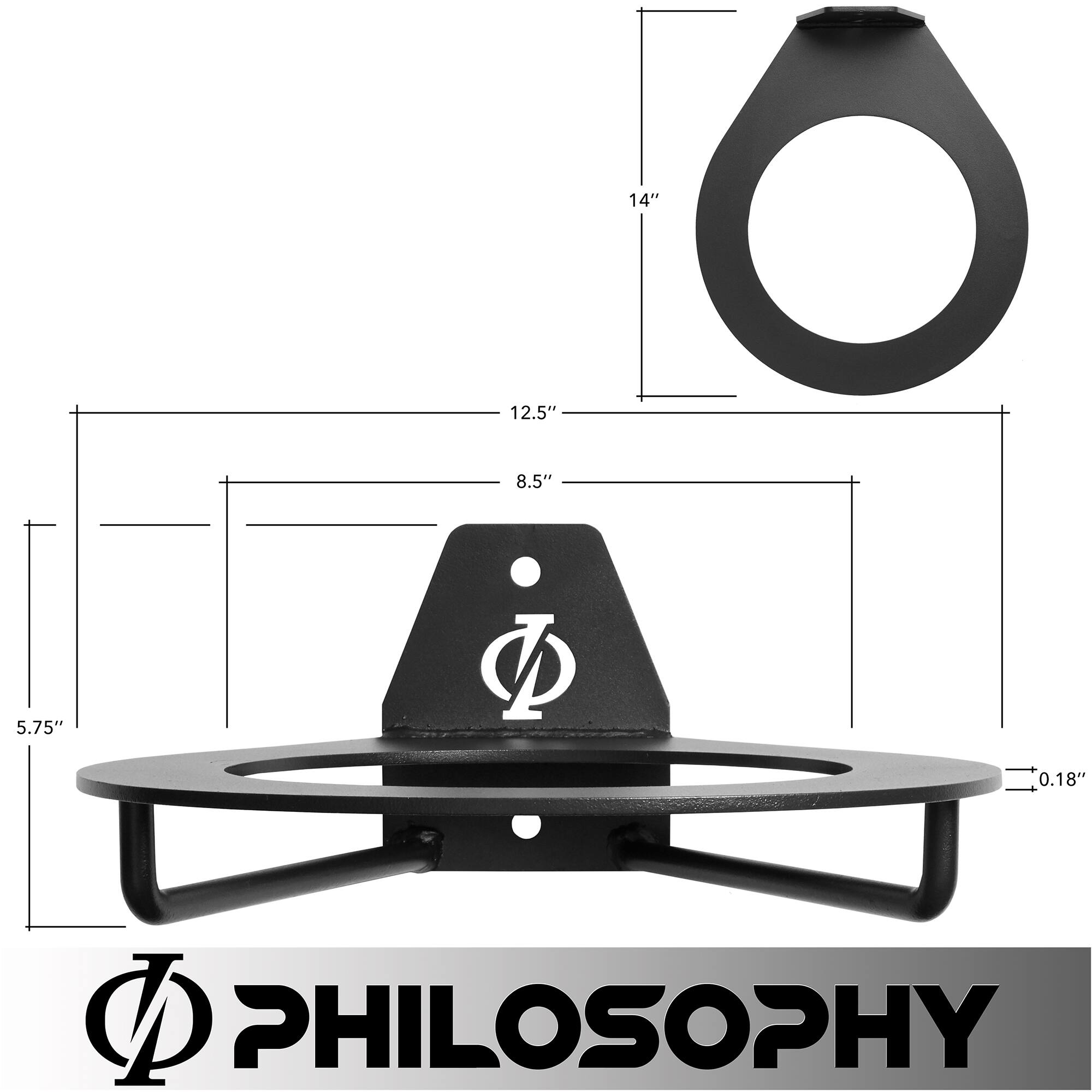 5.75" x 14" O 12.5" x 8.5" D 0.18" PHILOSOPHY