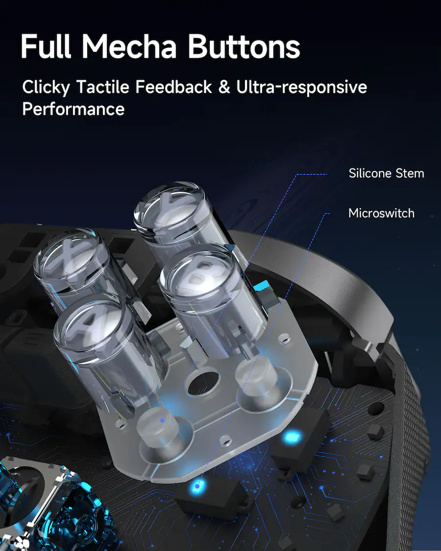 Ten Button Controller EasySMX D10 Wireless Game Controller TMR Joysticks, Dual Mode Triggers ...