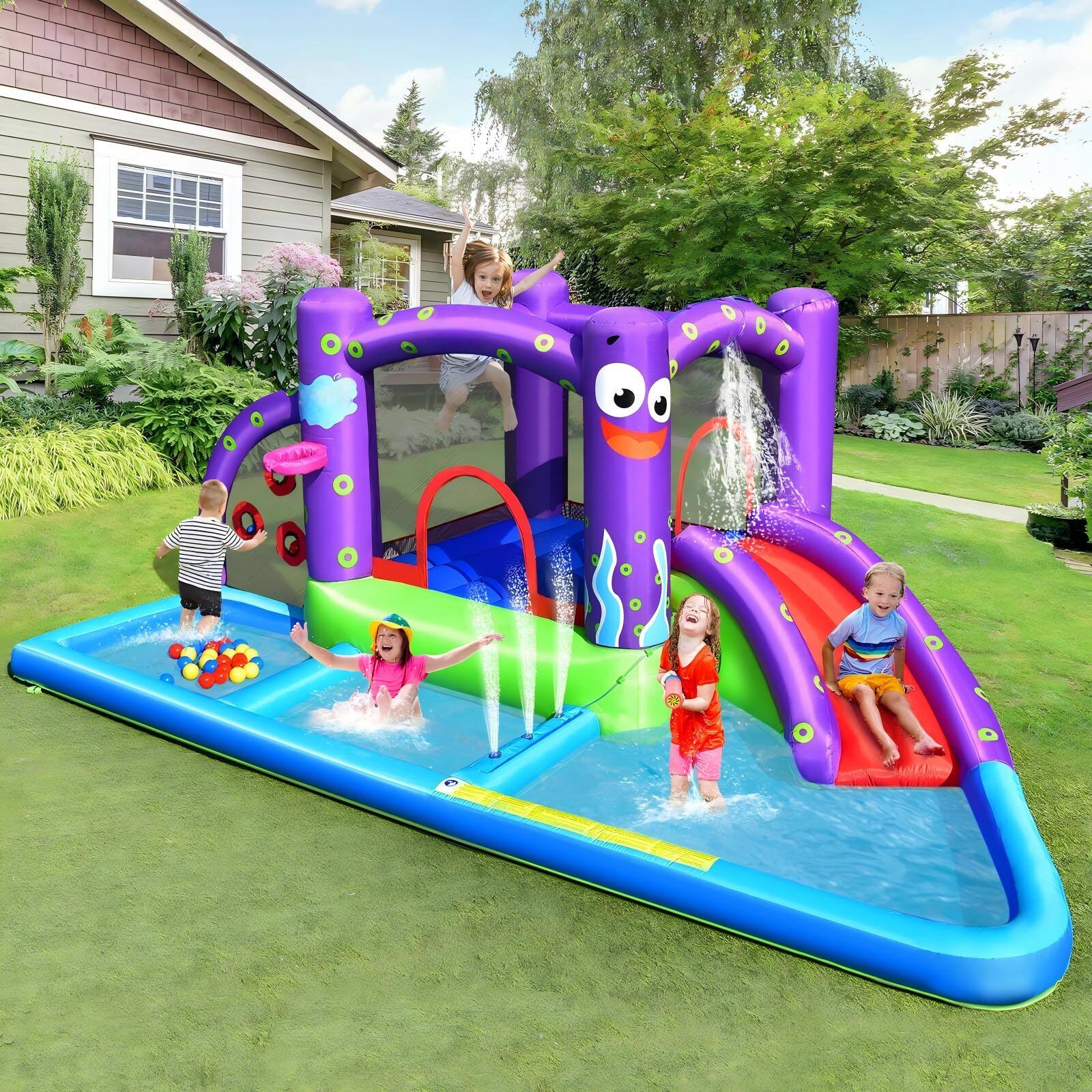 Alt View 1. Ecooso - Inflatable Water Slide Castle Bounce House, No Blower.