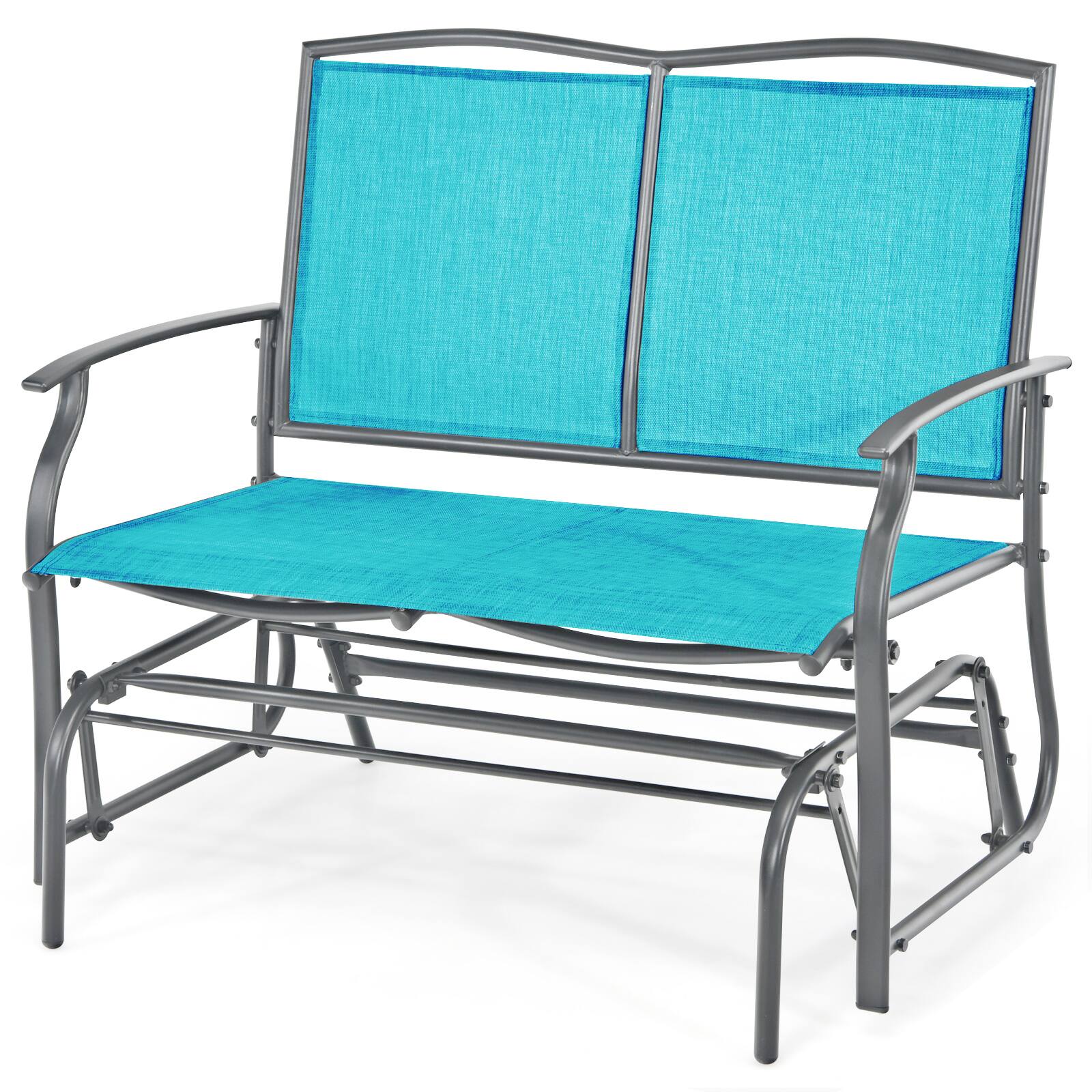 Gymax - Patio Glider Rocking Bench Double 2 Person Chair Loveseat Garden Grey Turquoise - Green