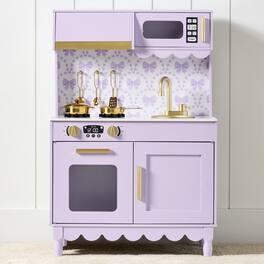 Best Choice Products - Wooden Cottage Kids Pretend Play Kitchen with 5 Accessories and Toy Storage - Lavender