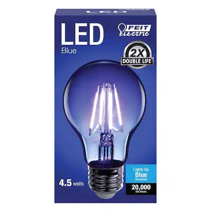 FEIT Electric
LED Blue
2X DOUBLE LIFE
4.5 watts
Lights Up Blue Dimmable
20,000 life hours