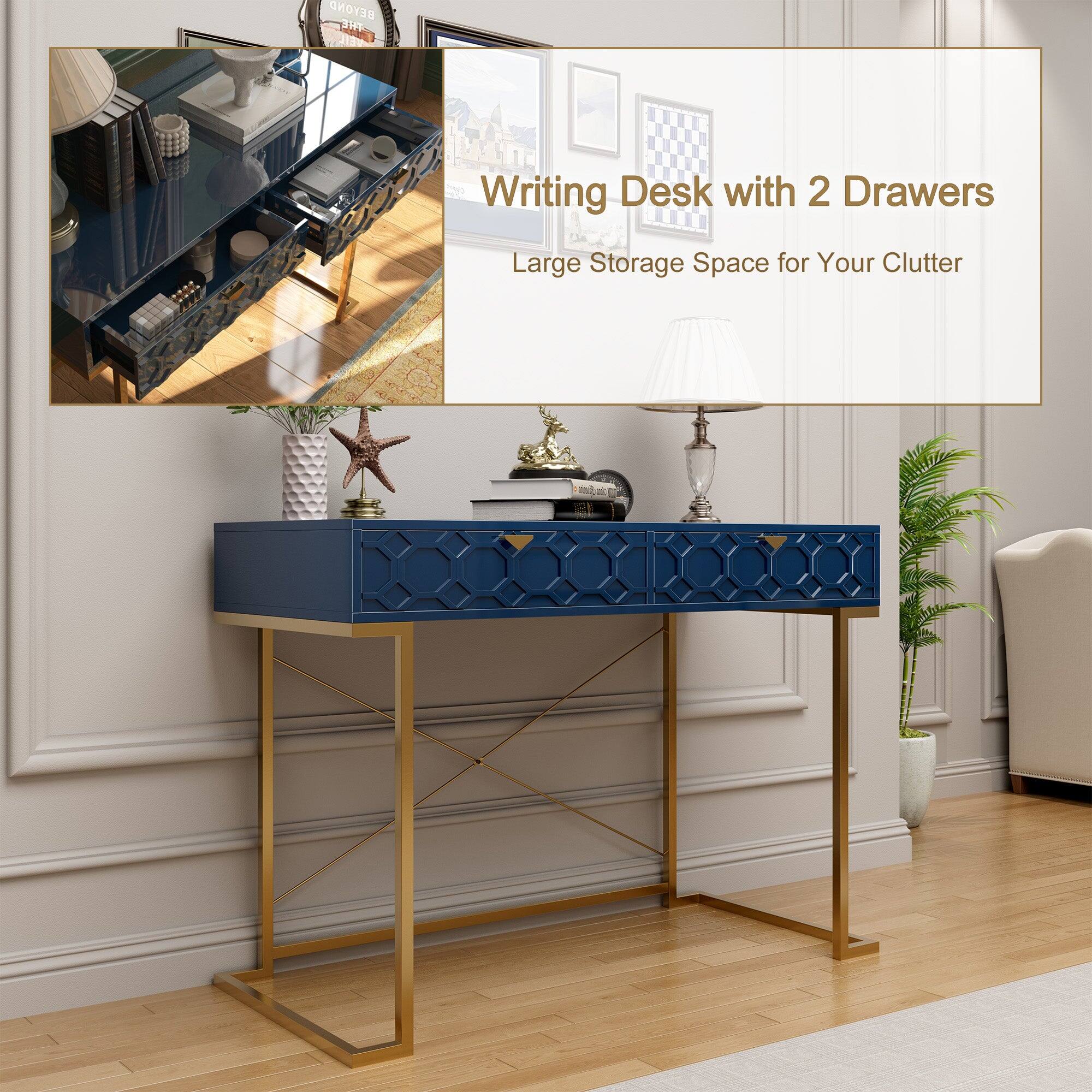 Writing Desk with 2 Drawers  
Large Storage Space for Your Clutter