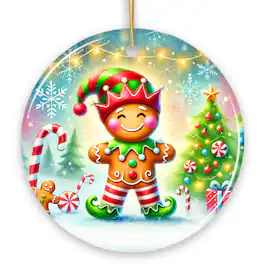 OrnamentallyYou - Gingerbread Man as a Christmas Elf Ornament Magical Holiday Gift and Tree Decor V2 - Multi-colored